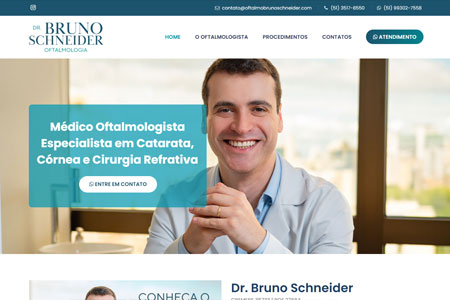 Criação de site para Dr. Bruno Schneider - Médico oftalmologista especialista em córnea, cirurgia refrativa, catarata e transplante de córnea.